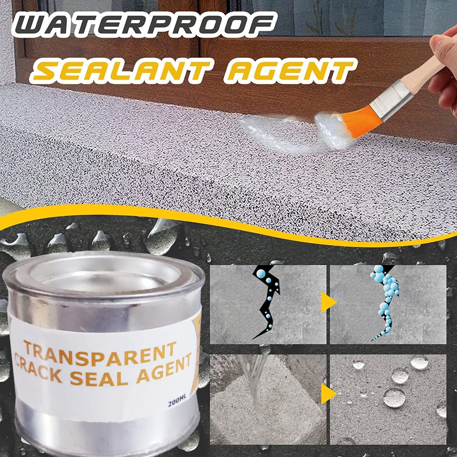 Agent Anti Leaking Sealant Waterproofing Glue Waterproof Roof Floor Window Crack Seal-it Crakes Filler (200g, Pack of 1)