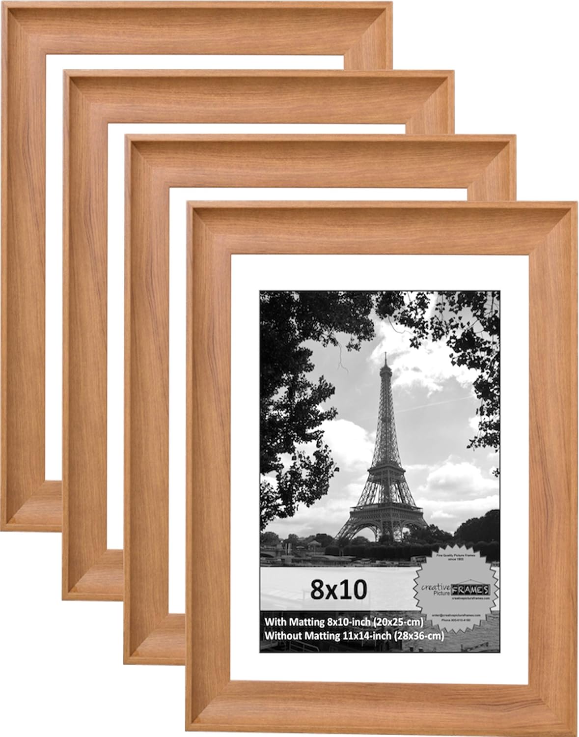 Creative Picture Frames 11” x 14” Eco Natural Wood Frame Finish Picture Frame with Mat to Hold 8” x 10” Photo Media Including Installed Hangers (White Mat)