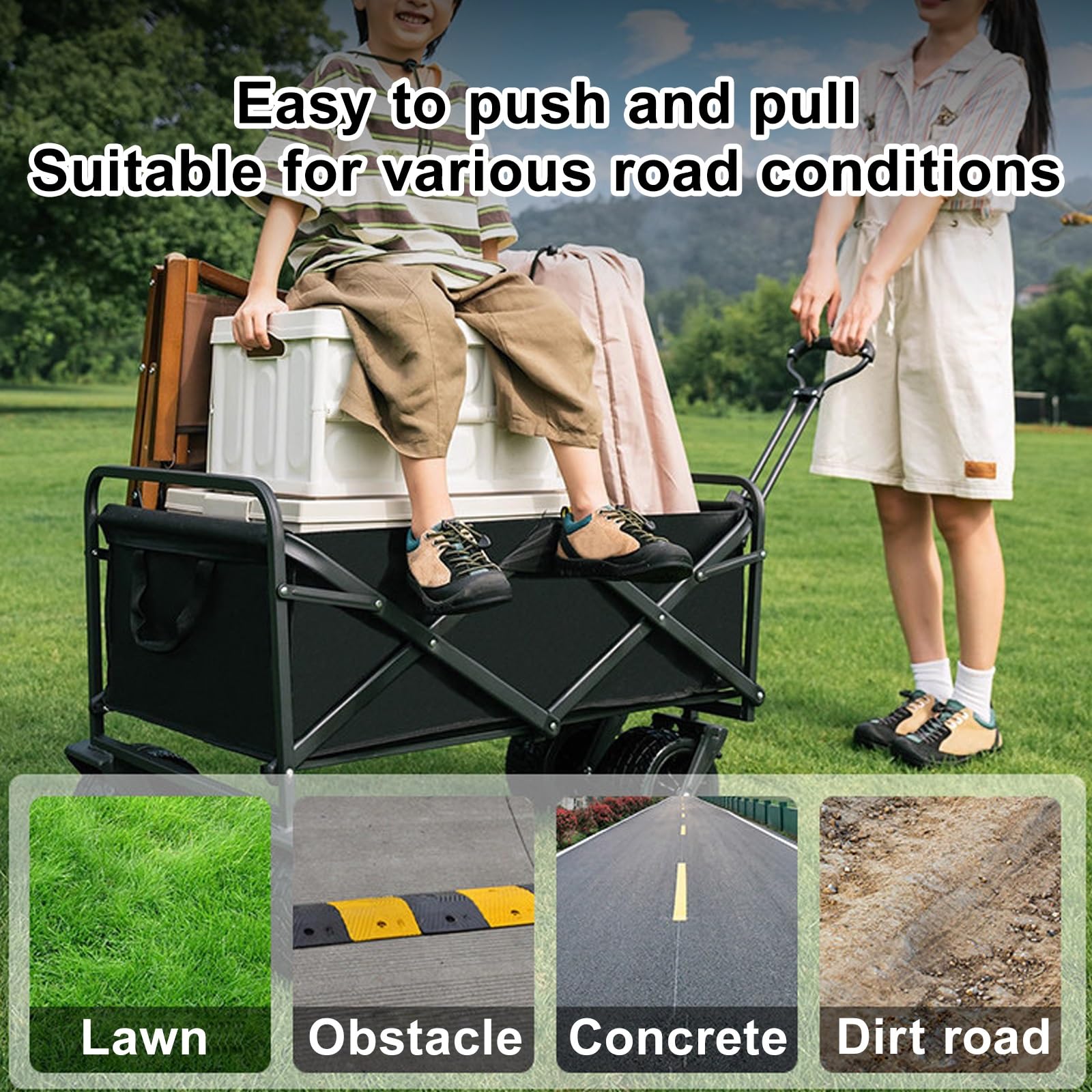 Carrello Pieghevole con Tavolo Carro Attrezzi Robusto Campeggio Giardino | Carrello Pieghevole con Tavolo Carro Attrezzi Robusto con Sponda per Mercatini Campeggio Giardinaggio(Black)
