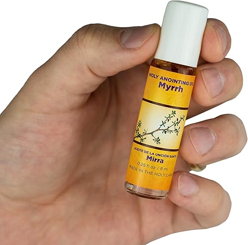 Miniatura 4 de Aceite de unción de mirra de Israel Set de regalo en caja con dispensador, aceite de Jerusalén sagrado y llavero de metal dorado, gotero de plástico