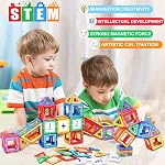 Magnetic Tiles Toddler Toys - Toy for 3 4 5 Year Old Boys Girls Magnetic Blocks with Numbers Blocks for Kids STEM Educational Toy Birthday Gifts for Kid 4-6 Valentines Days Magnet Tiles Building Block