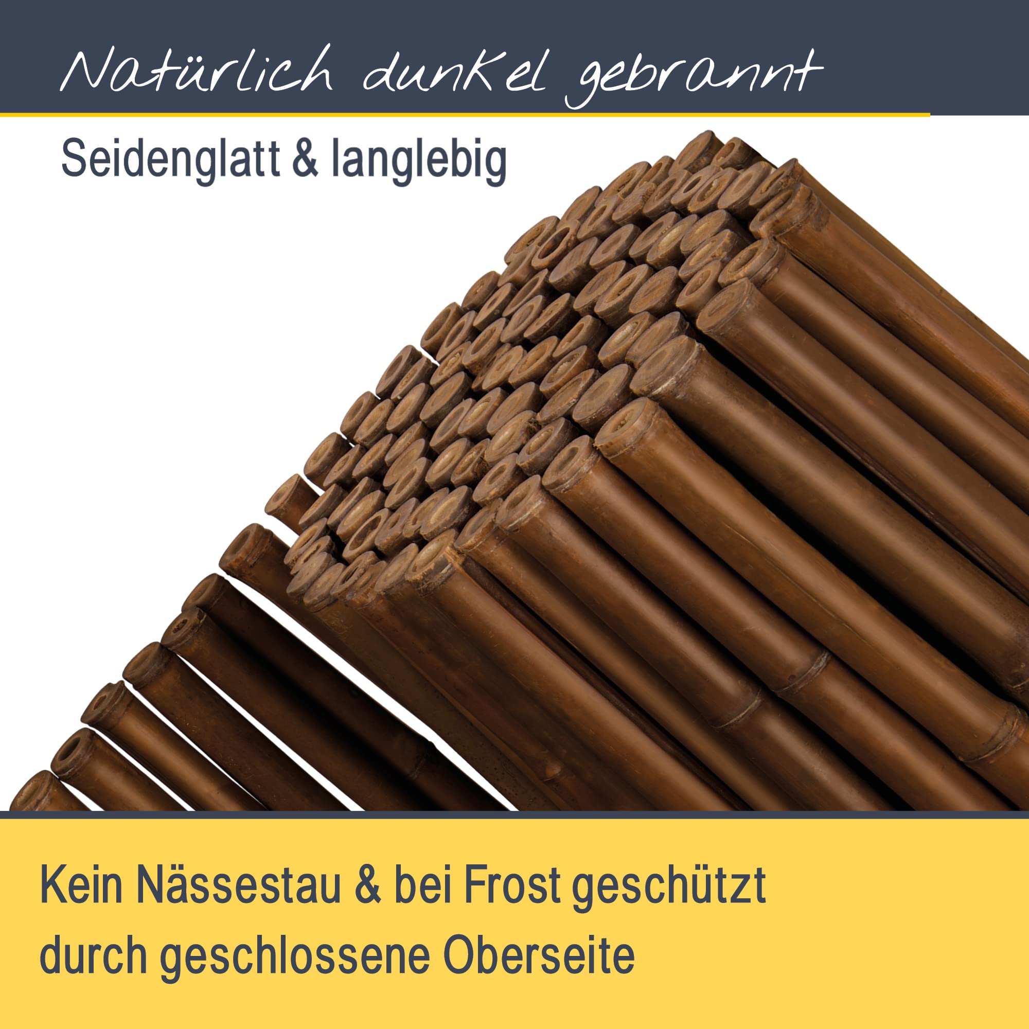 Sol Royal Premium Bambus Sichtschutz Zaun 180x250cm B23 Dunkelbraun – hochwertig gehärtete Bambusrohre Ø 2-3cm, witterungsbeständiger Bambuszaun Indoor & Outdoor, Balkon Sichtschutz