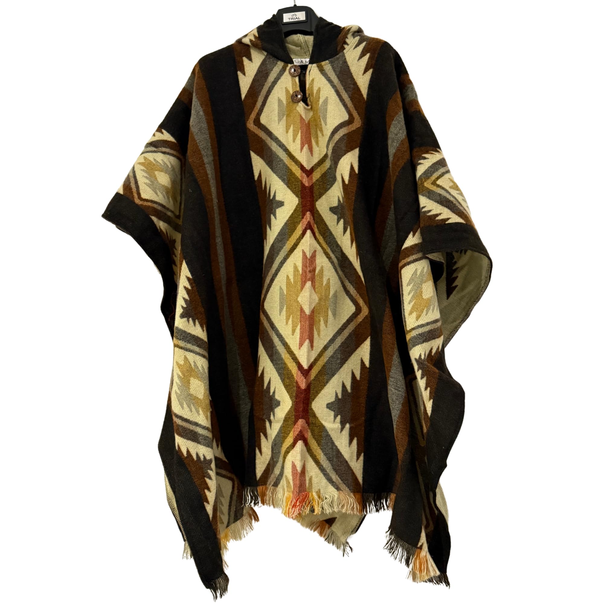 Gamboa Premium Poncho Uomo Alpaca Cappotto Giacca Leggero Poncho Coperta Autunno Inverno Prodotto nell'Ecuador