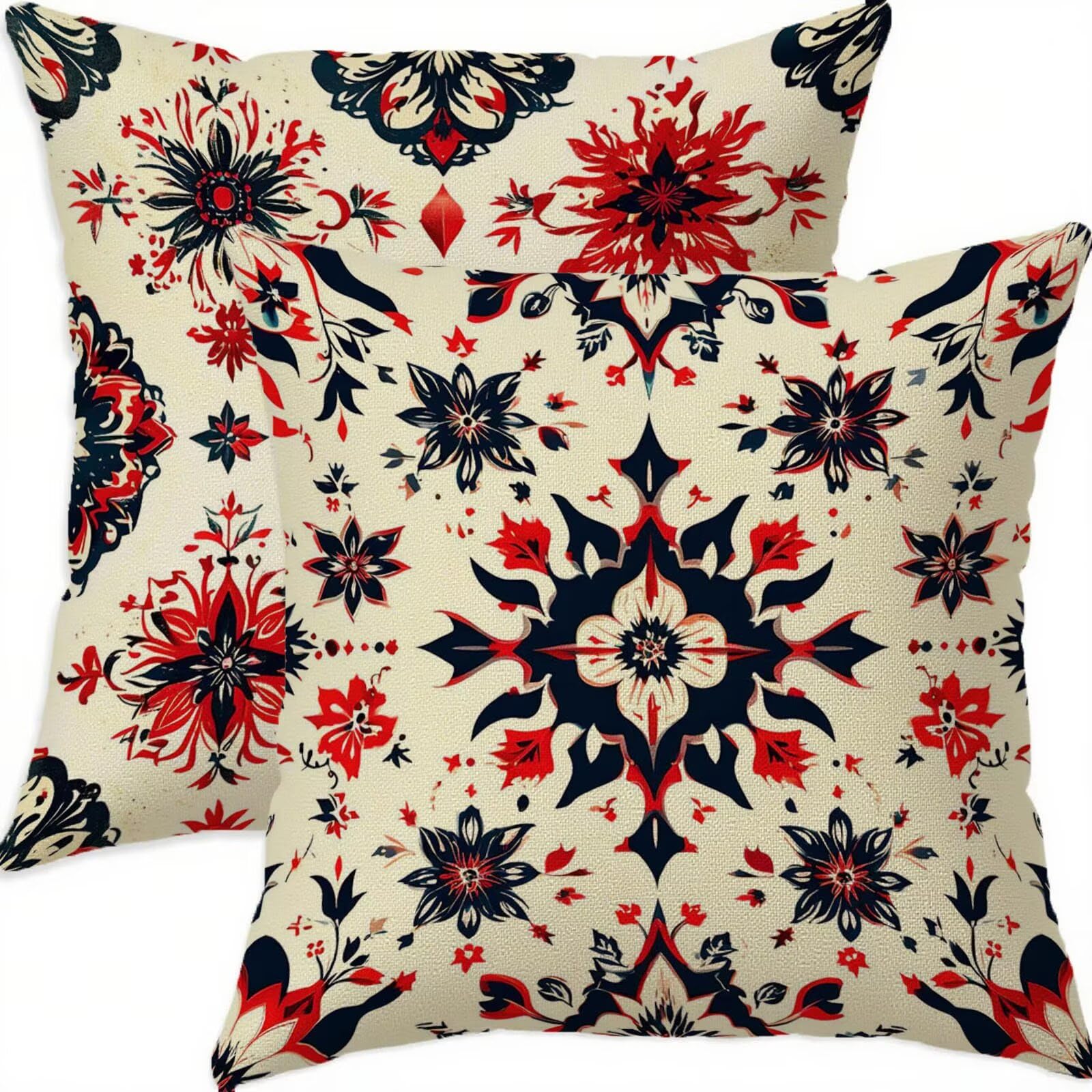 Housse coussin 65x65cm anti tache lot de 2 lin double face D525