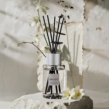 Airkeep Reed Diffuser/Grey Reed Diffuser Set/6.7 oz(200ml)/Clean Linen Oil Diffuser & Reed Diffuser Sticks/Home Decor & Office Decor, Fragrance and Gifts