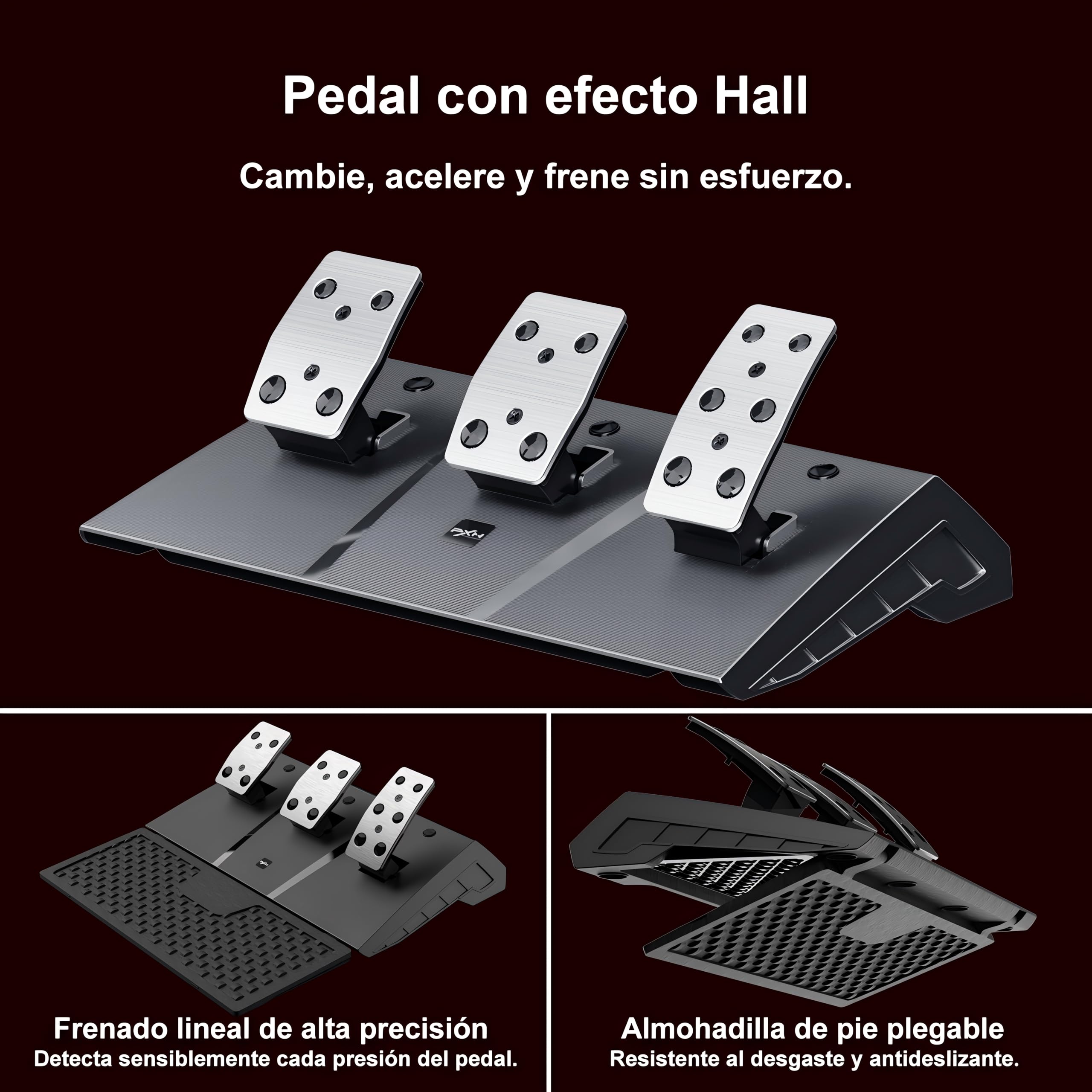 PXN V9 GEN2 Volante para PC, Volante para PS4 con Palancas de Cambio, Pedal con Efecto Hall, Palanca de Cambios 6+R, App, Volante de Carreras para Xbox Series X/S, Xbox One, PC, PS4, PS3
