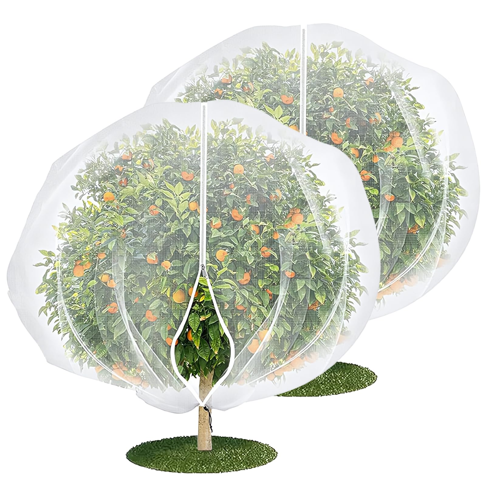 Filets Pour Arbres Fruitiers 2.4x2.4 m Lot de 2 Avec Fermeture Éclair Cordon de Serrage Réutilisable Jardin Vergers