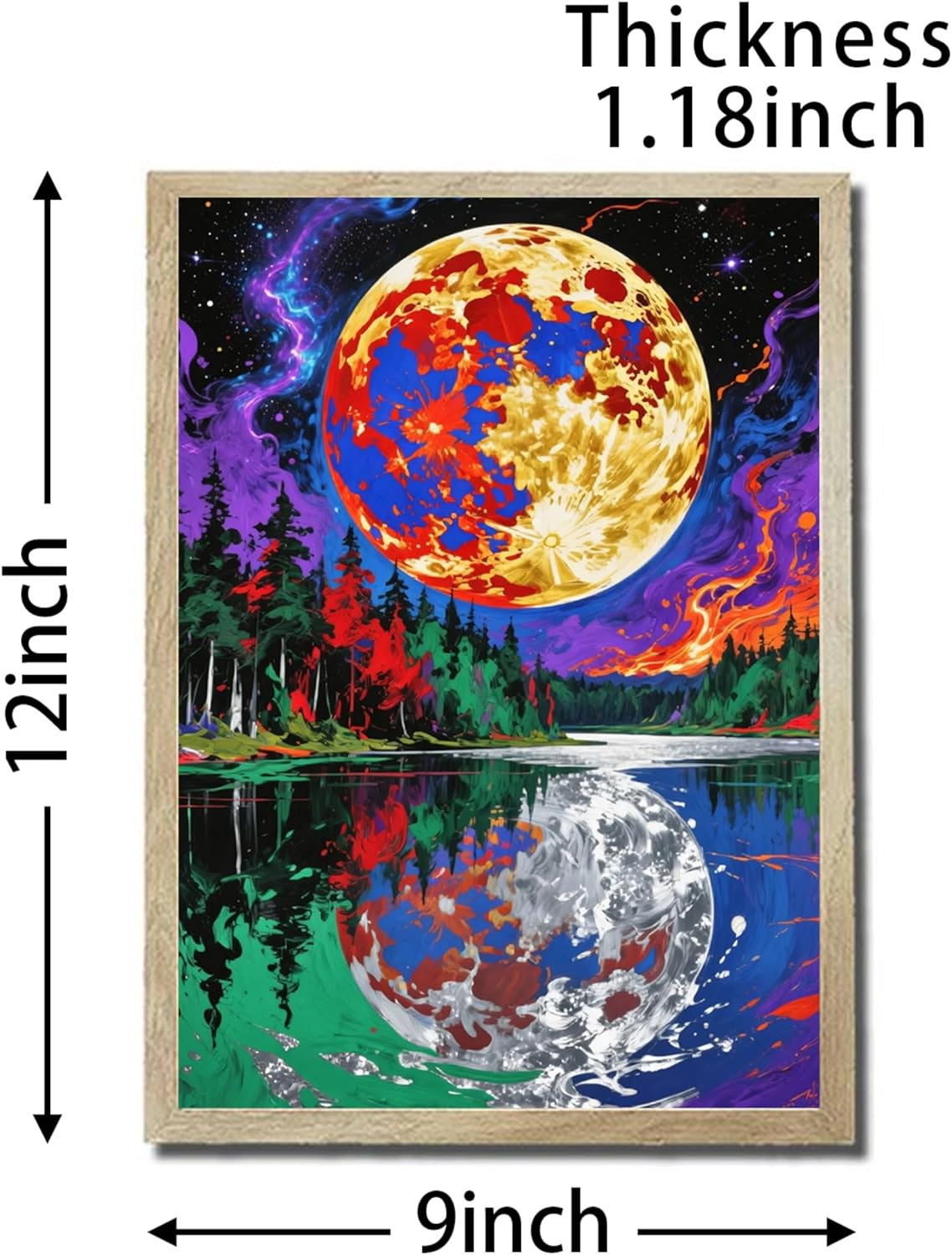 LED Glowing Photo Frame, 3D Abstract Starry-Sky Moon Wall Art, 9x12 Inches Dimmable Light Up Light Painting for Bedroom, Unique Aesthetic Decor, Great Birthday Gift for Women Men
