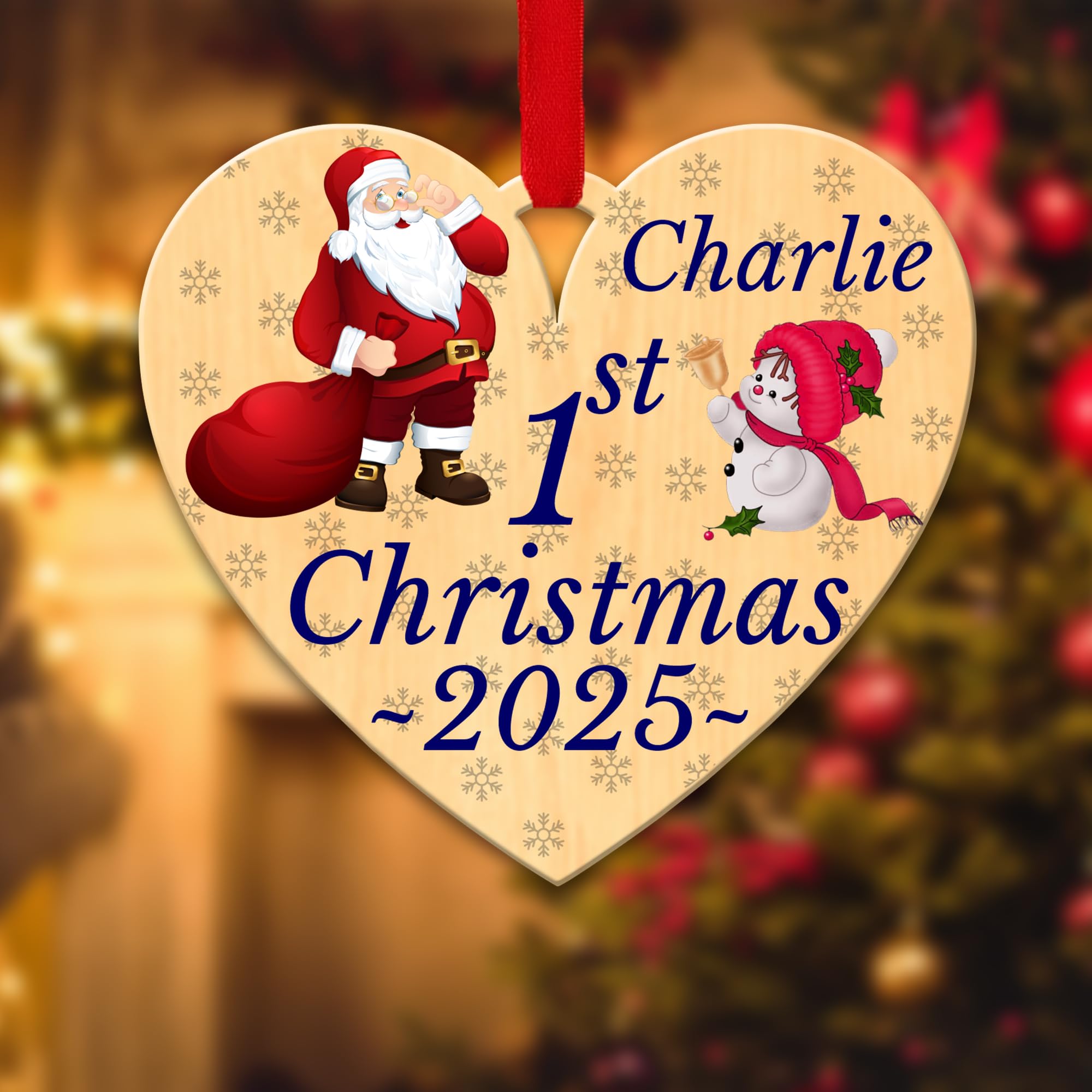 Kreatesquare Design-8 Personalised Christmas Tree Decorations Baubles For Kid's First With Custom Name | Acrylic Xmas Tree Decoration Hanging Ornaments | Personalised Bauble Gifts For Xmas Decorations