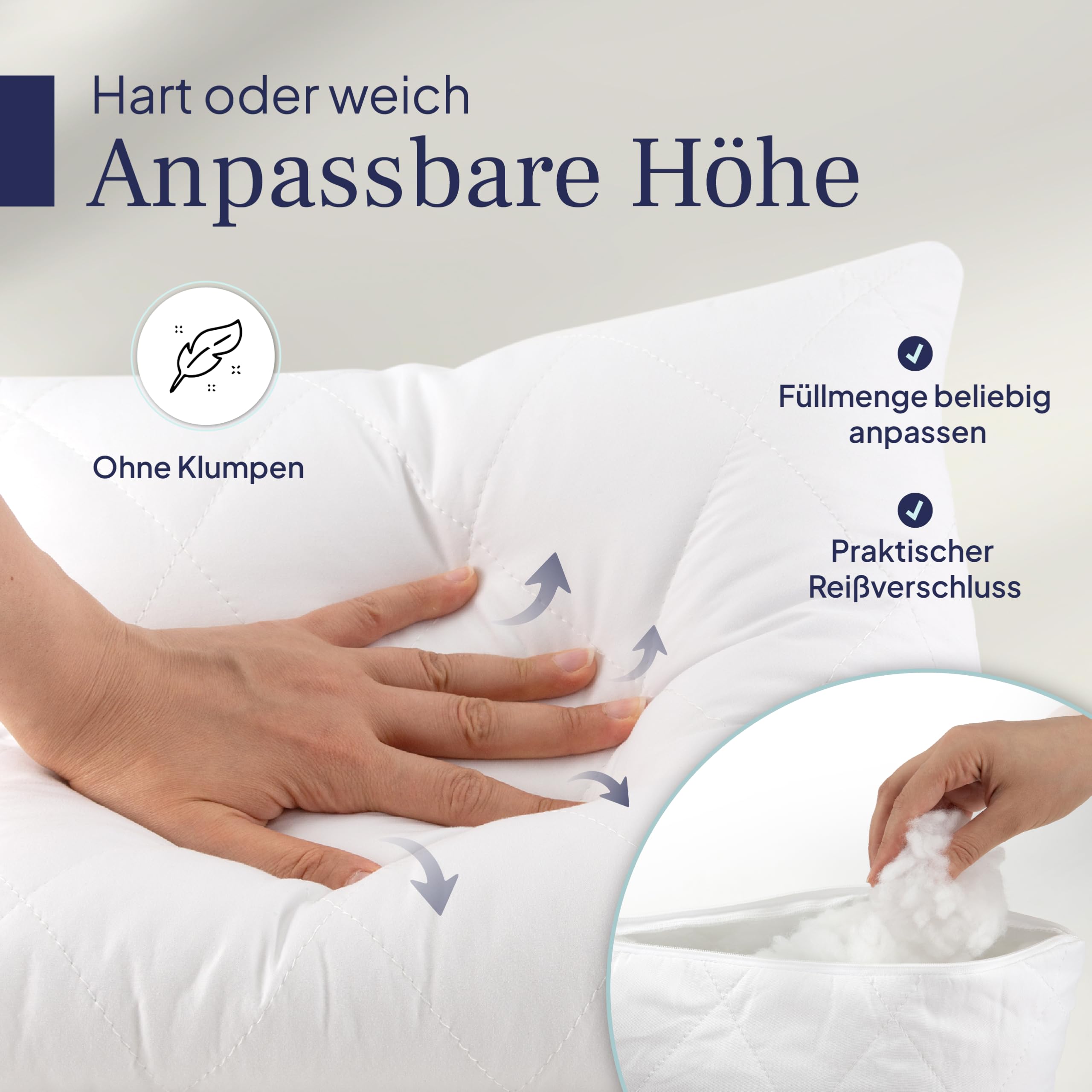Gentle North Bettdecke 2X 135x200 Set mit 2X Kissen 80x80 - Ultrasoftes Bettenset bestehend aus atmungsaktiver Ganzjahresdecke & Kopfkissen - Ökotex Zertifiziert - Waschbar bis 60° - Weiß