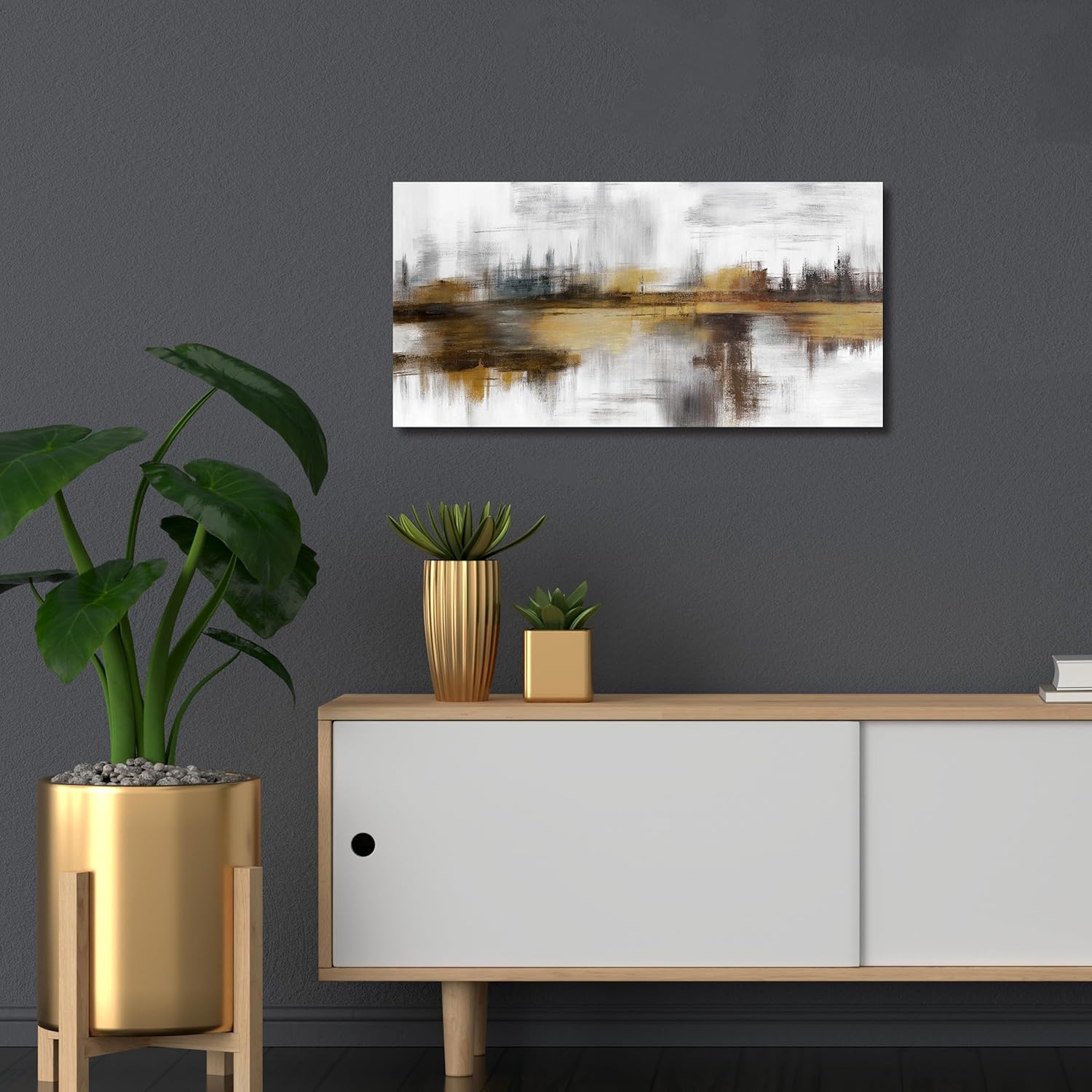 Belmrxne Abstract Wall Art Brown Wall Decor Modern Art Canvas Painting Unique Artwork for Living Room Bedroom Kitchen Office Bathroom 12x24 Inch