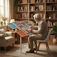 Vista 2 de Mesa de rompecabezas de 1500 piezas con cajones, mesas de rompecabezas ajustables de 35 x 26 pulgadas para adultos y niños Tablero de rompecabezas