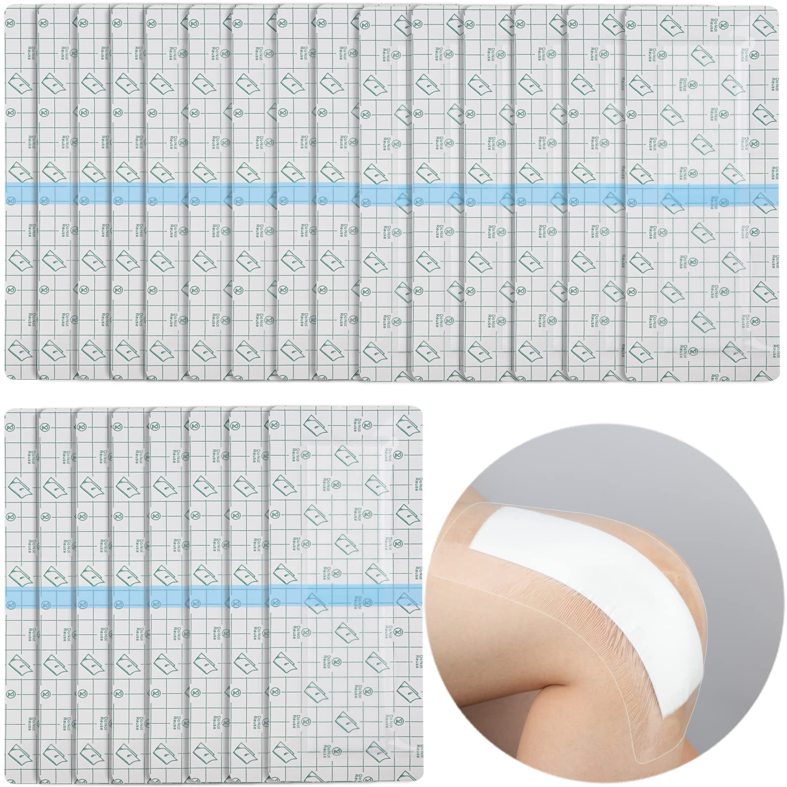 Benda protettiva impermeabile per doccia, 10,2 x 25,4 cm, per post-ginocchio, sostituzione dell'anca e recupero chirurgico, adesivo per incisione chirurgica lunga, copertura per ferite più grandi,