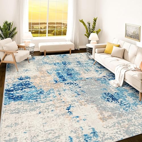 Istana 9x12 Area Rug - Blue/Ivory 9 x 12 Area Rugs for Living Room - Foldable 9x12 Rugs for Bedroom/Living Room Rug - Stain Resistant Washable Rugs - Eco-Friendly Area Rugs