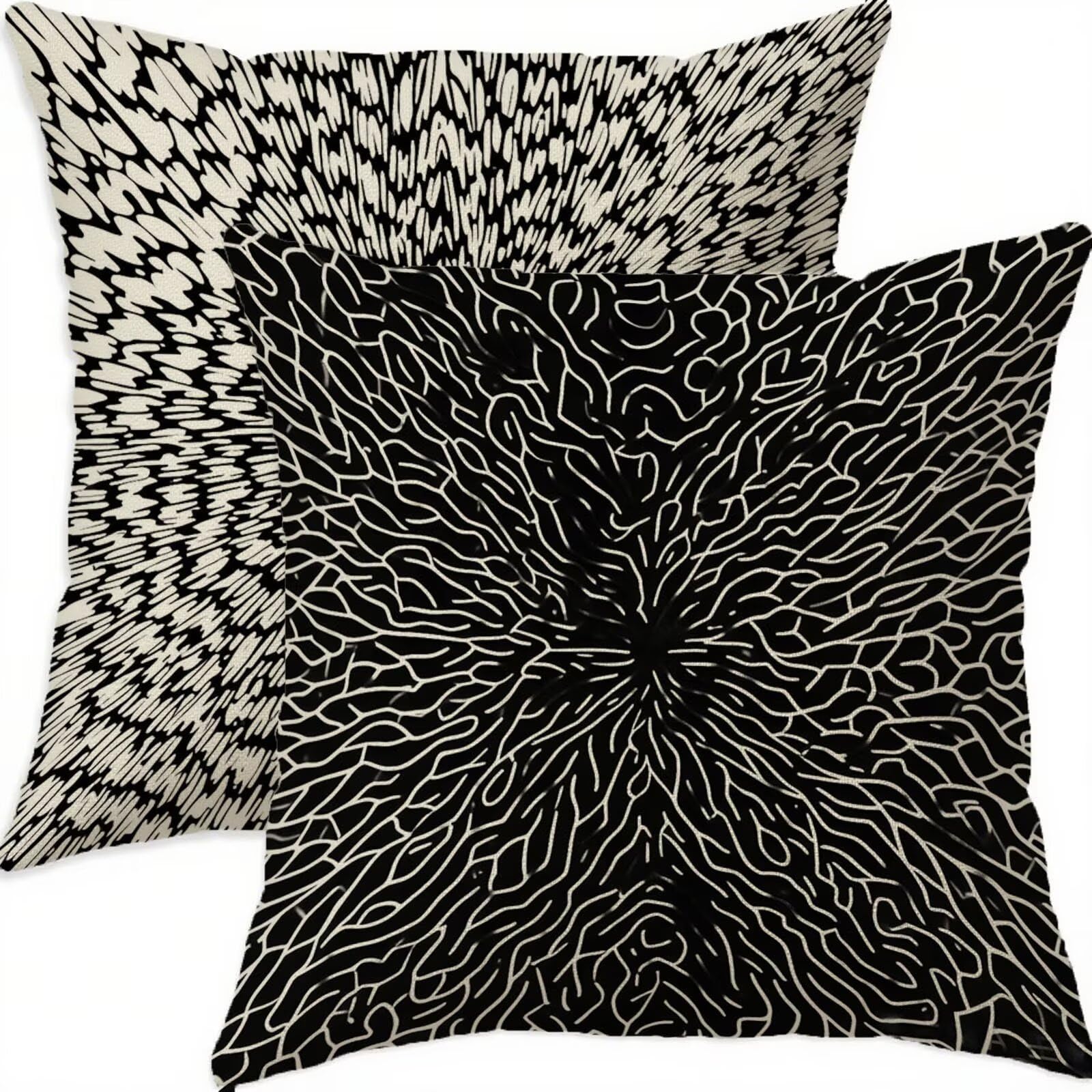 Housse coussin 80x80cm double face imperméable avec fermeture éclair invisible motif noir