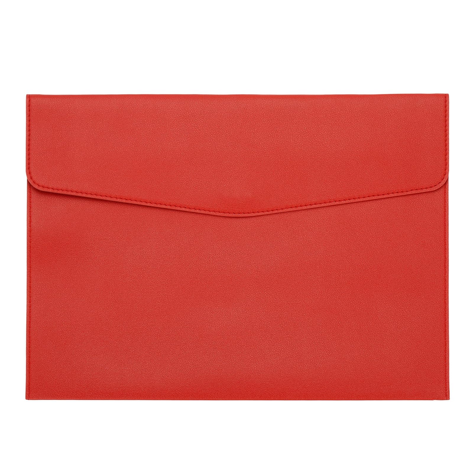 PATIKIL PU Leather A4 File Folder, Document Holder Filing Organizer Portfolio Envelope Folder Case with Snap Closure for Letter Receipt Style 2, Red