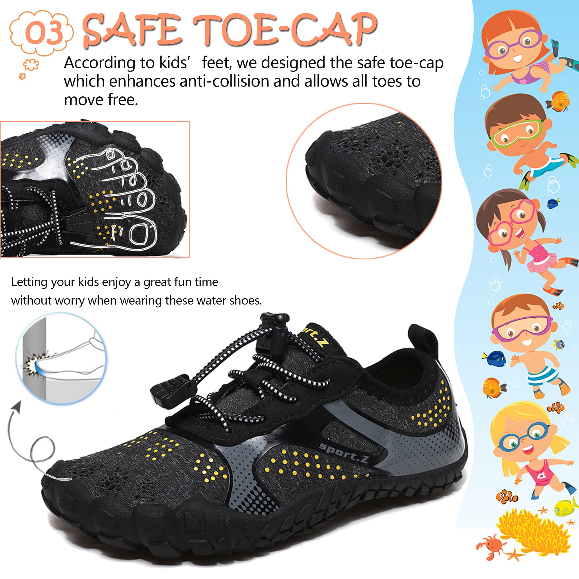 Maxome Zapatos de Agua para niños y niñas, Zapatos de Playa para niños, Zapatos de natación acuática, Zapatos Descalzos, de Secado rápido, Ligeros, para Surf, Buceo, para niños