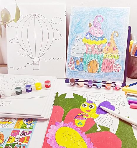 Miniatura 5 de 12 lienzos de pintura predibujados para niños, lienzo predibujado para pintar para niños, pintura predibujada grande de 10 x 8 pulgadas, lienzos de