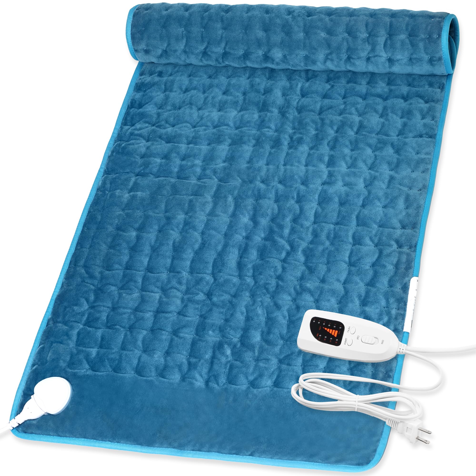 Deepsoon Electric Heating Pad,6 Heat Settings for Office Home (Blue,40"x20"),Heating Pad for Back Shoulders Abdomen,Timer Settings and Auto Shut Off,Soft Plush Surface,Birthday Gifts for Women Men