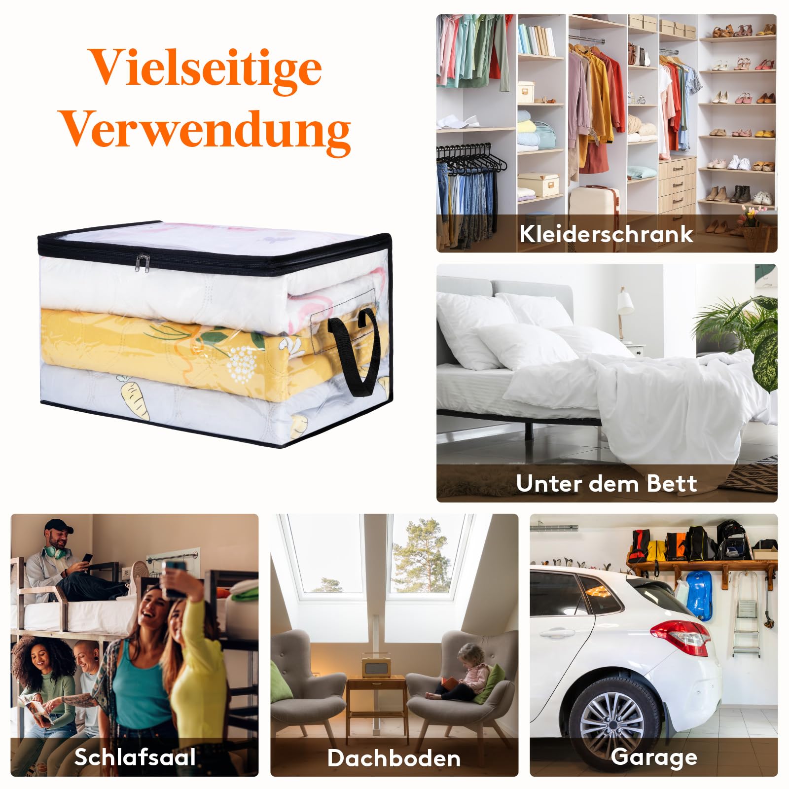 Lifewit 8er Pack Transparente Plastik Aufbewahrungstasche, 60L