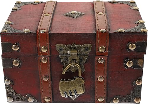 Zerodeko Caja organizadora de madera con cerradura y llave, caja de almacenamiento de madera vintage, antigua caja de almacenamiento decorativa