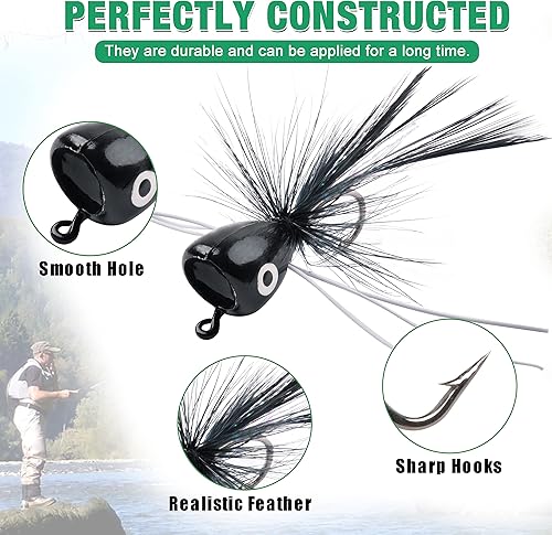 Miniatura 13 de Kit de señuelos para pesca con mosca, moscas para pesca con mosca seca, moscas de pesca con mosca superior, panfish Bluegill Popper Bait Bug