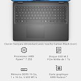 Dell 16 x DC16255 AMD Ryzen 7 250 16" 2K (1920x1200) Anti-Glare AMD Radeon 16GB DDR5 RAM 1TB SSD Windows 11 Home AZERTY Backlit Keyboard - Carbon Black - 9
