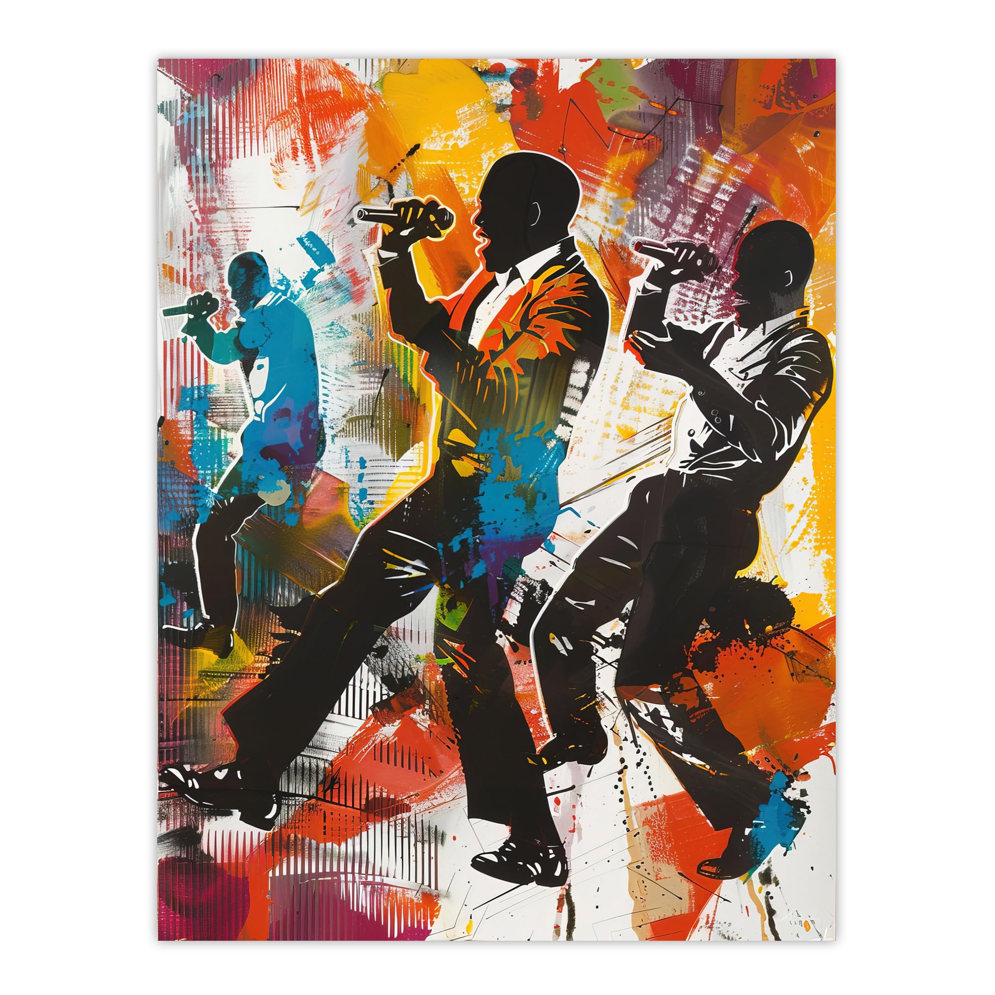Artery8 Bright Colourful Artwork Soul Singers Silhouette Living Room Large Wall Art Poster Print Thick Paper 18X24 Inch