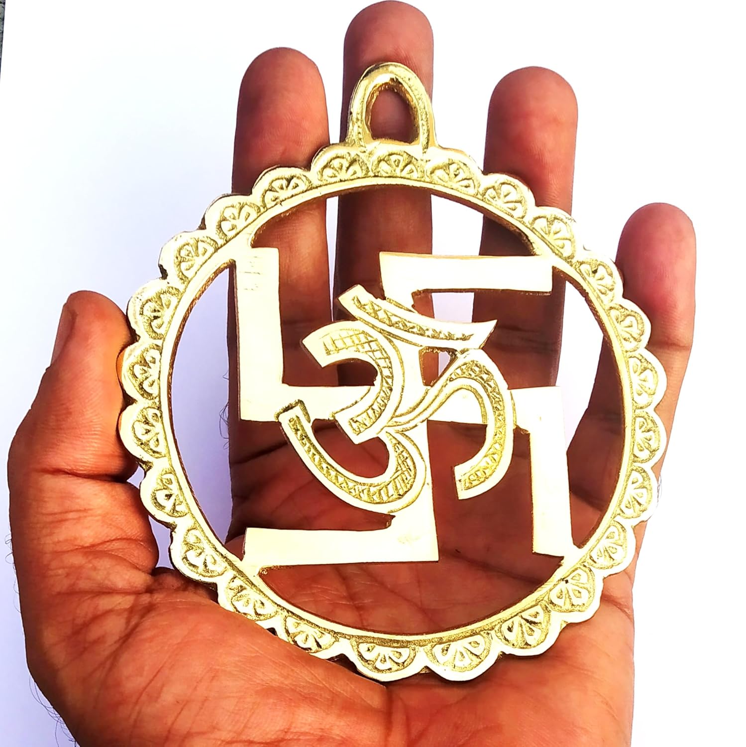 APB-Brass OM SWASTIK Wall Hanging Sculpture | Main Door Wall Hanging l Vastu | Fengshui | Goodluck, Auspicious, Religious Symbols | Pooja Idols | Home Decor - 4" Inches FIRST TIME FOR AMAZON THIS ITAM offers donot miss 2 APB-Brass OM SWASTIK Wall Hanging Sculpture | Main Door Wall Hanging l Vastu | Fengshui | Goodluck, Auspicious, Religious Symbols | Pooja Idols | Home Decor - 4" Inches FIRST TIME FOR AMAZON THIS ITAM offers donot miss