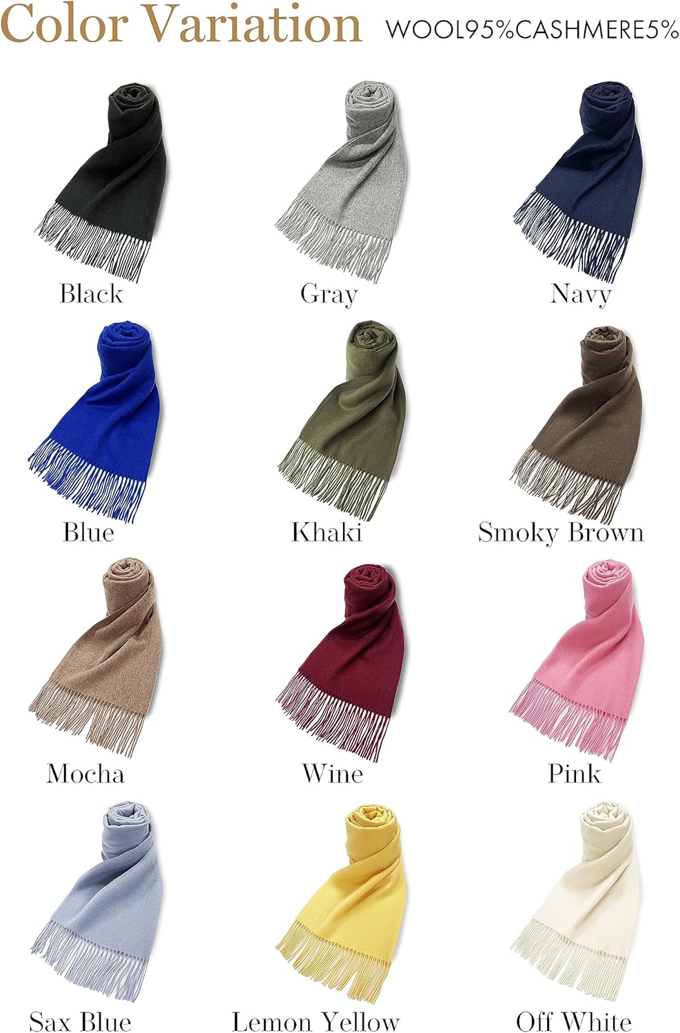 [Vita Natur] ヴィタ・ナトゥール カシミヤブレンドウールストール ウール95％カシミヤ5％ 大判 無地 チェック ストール (190cm×60cm) 全23色