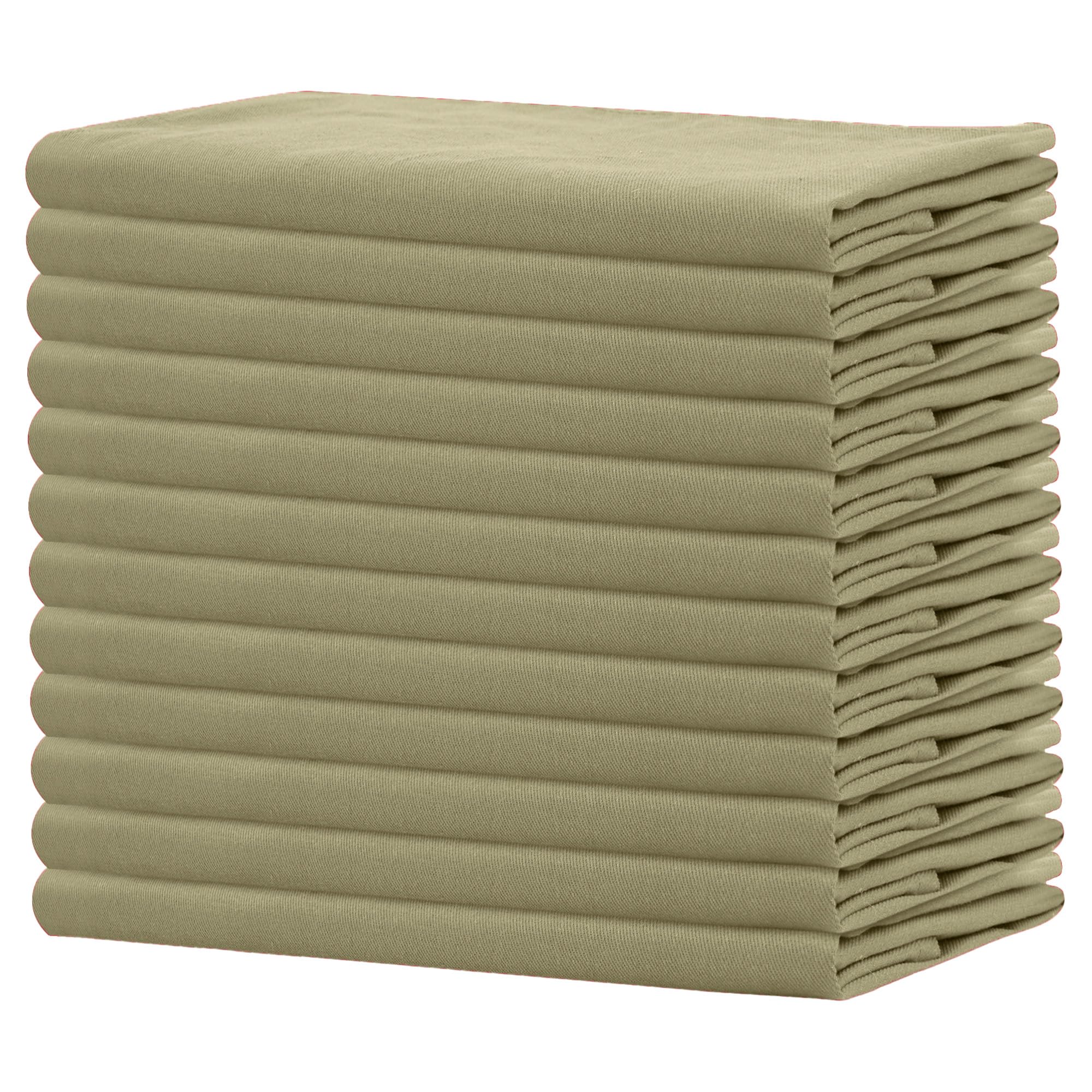 Serviettes de table haut de gamme coton épais 45x45 cm kaki