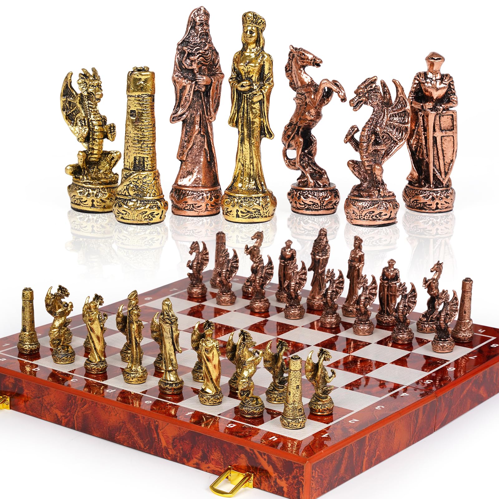 Agirlgle Vintage Figurine Metal Chess Set