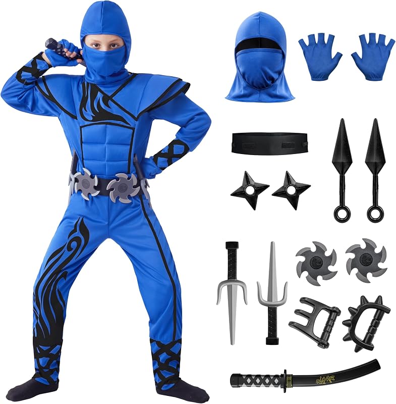 Spooktacular Creations Kids Halloween Ninja Costume, Ninja Costume for Boys, Teen Halloween Costumes for DressUp Themed Party