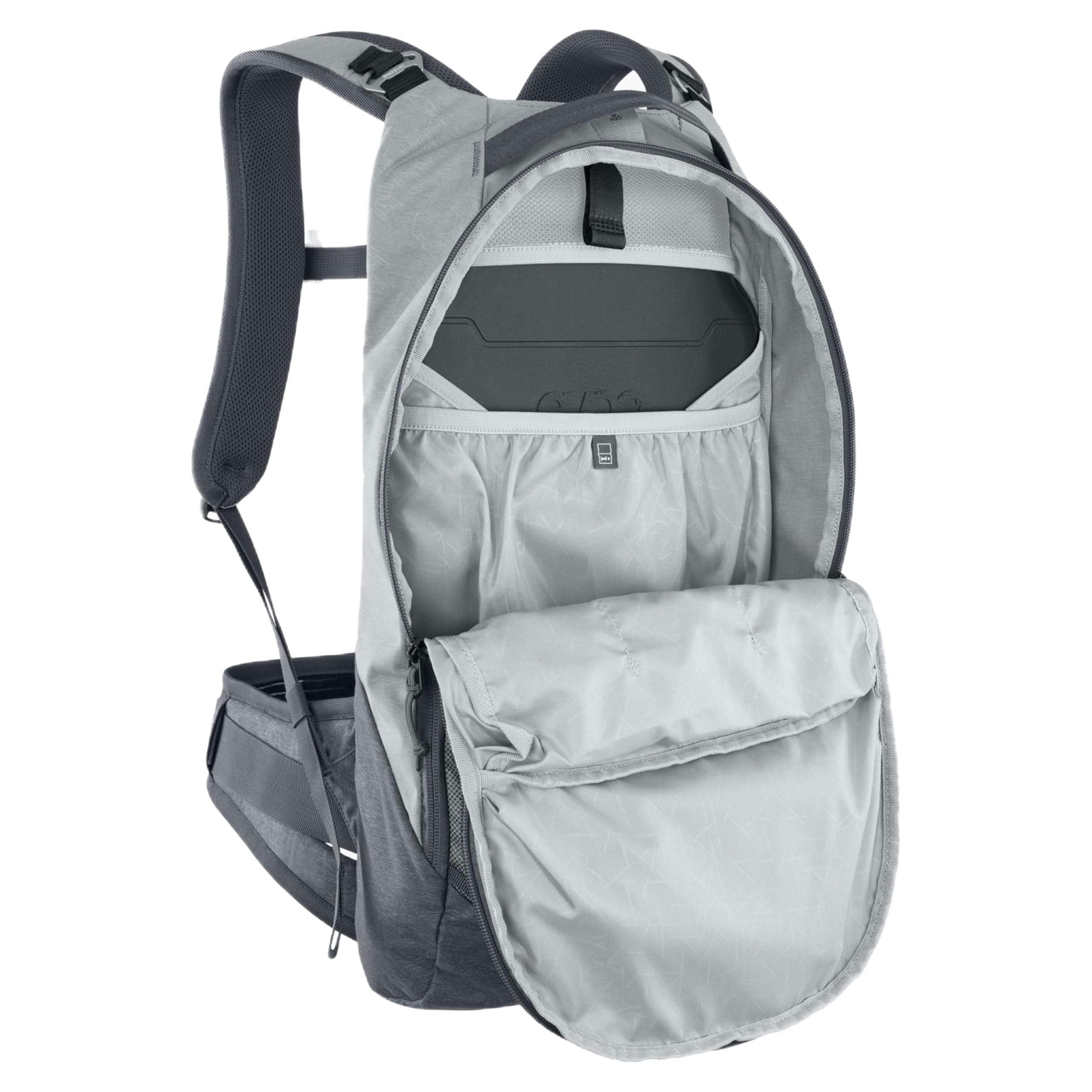 EVOC TRAIL PRO 10l plecak do jazdy w terenie i wyścigów, plecak (ochraniacz pleców LITESHIELD PLUS, komora na bukłak o pojemności 3l, rozmiar: S/M), kamiennoszary/karbonowy szary
