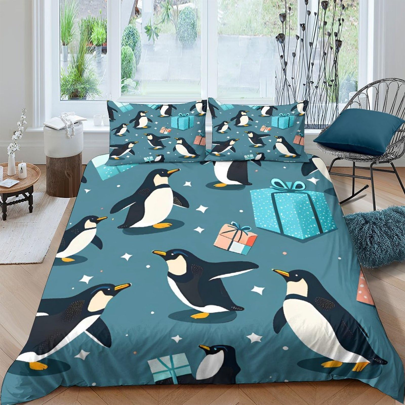Linge de lit pingouin rigolo : le cadeau de Noël parfait pour enfant