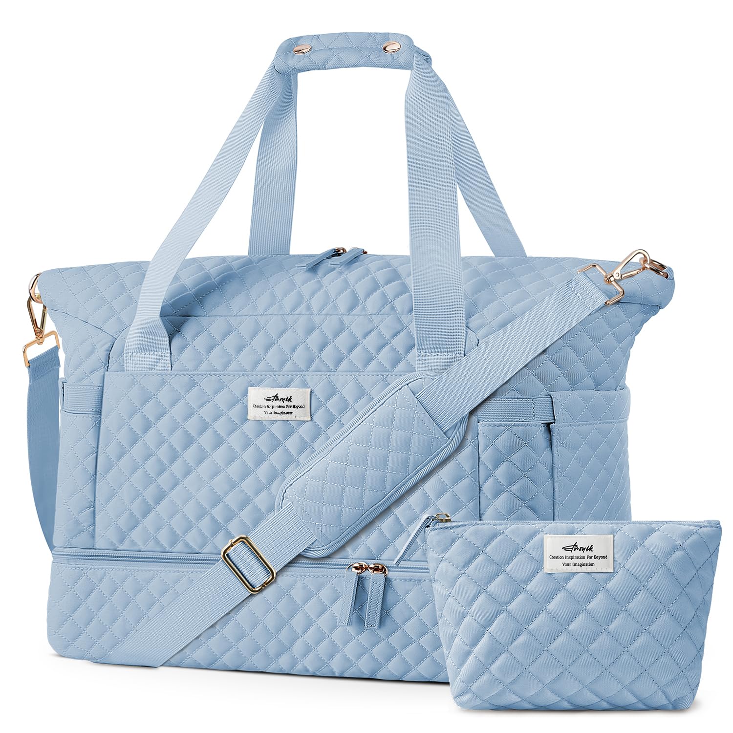 ETRONIK Travel Bag, Weekender Bags for Women, Personal Item Travel Bag with Wet Pocket, Duffel Bag for Travel with Shoes Compartment, 37L Hospital Bag for Labor and Delivery (Blue)