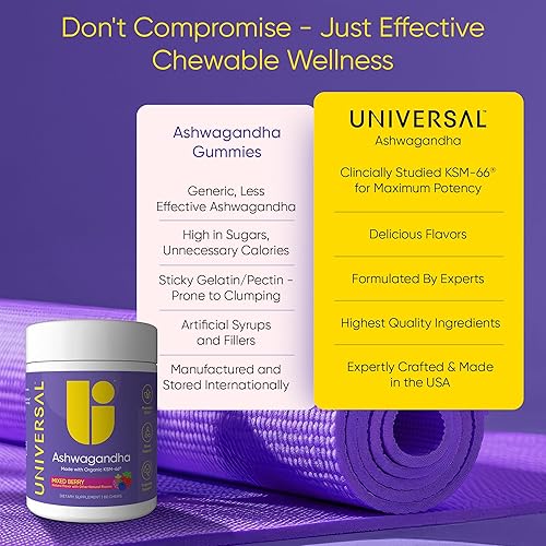 Miniatura 6 de Ashwagandha KSM-66 - Suplemento masticable para el estrés diario, función cognitiva y apoyo del estado de ánimo, extracto de raíz de ashwagandha