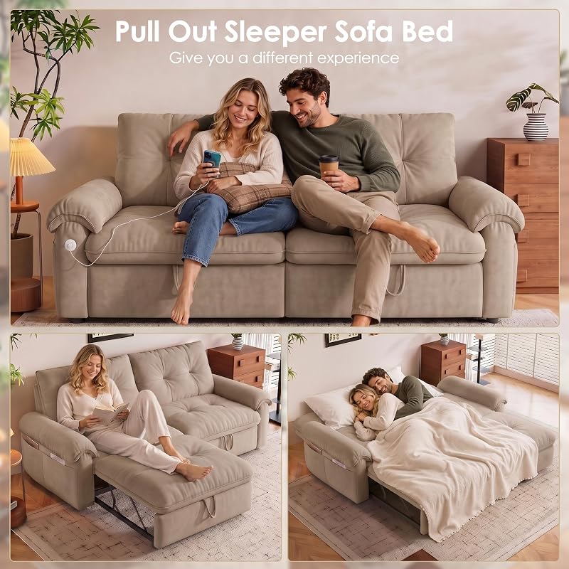 howcool Queen Sleeper Sofa Bed, 77" Pull Out Couch image 3