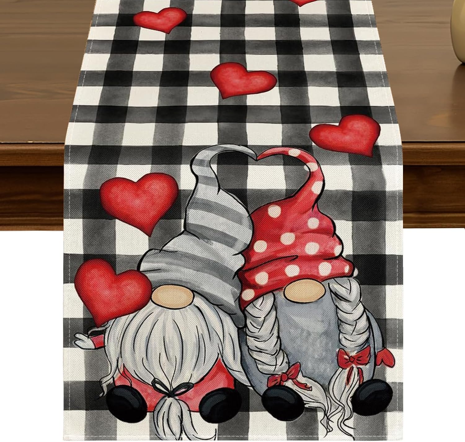 Amazon.com: Valentine's Day Love Heart Gnomes Table Runner 13x72 Inch ...