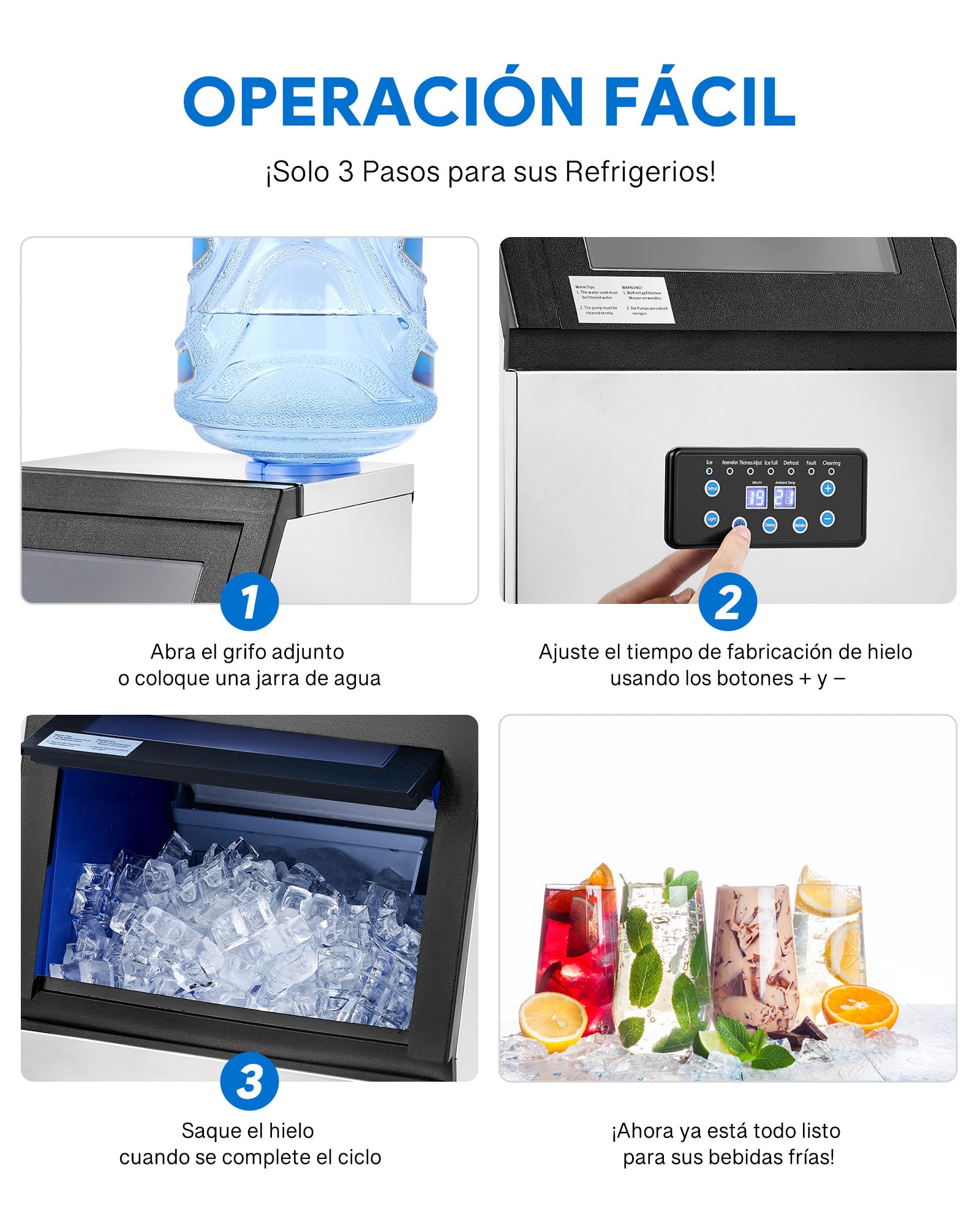 WILPREP 480W Máquina de Hacer Hielo Industrial