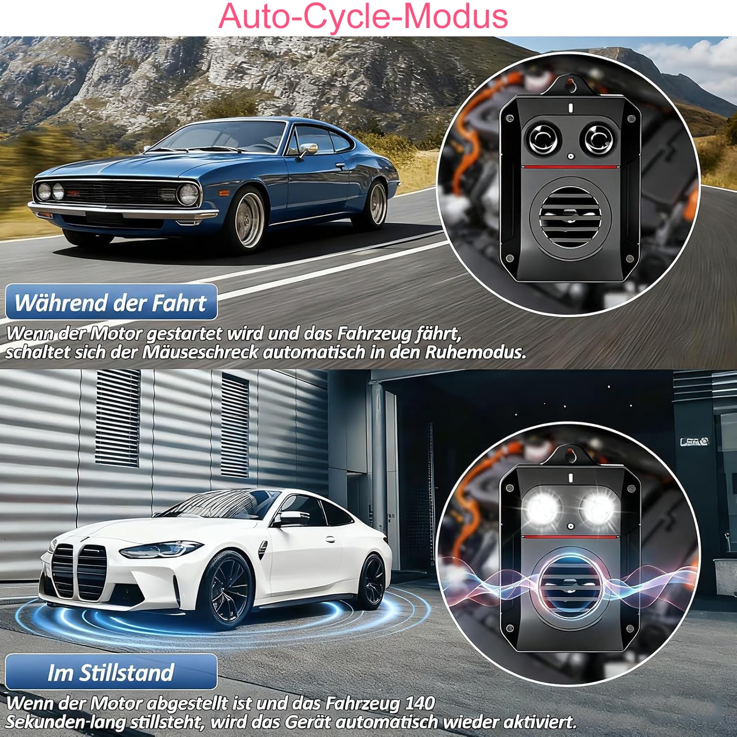 Repellente per martore ad ultrasuoni per auto, motore auto, repellente per martore, con luce flash con controllo sensore, per il giardino, efficace contro MäUse