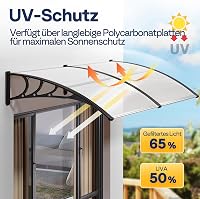 VIVOHOME 200x100cm Polikarbonát Ajtó Előtető Átlátszó Íves Esővédelem Napsugárzás Elleni Védelem 4