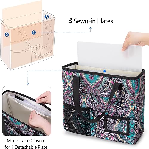 Miniatura 3 de LoDrid LD06002 - Bolsa plegable para archivos con asas, caja organizadora de archivos portátil con 3 tableros integrados para archivos de tamaño