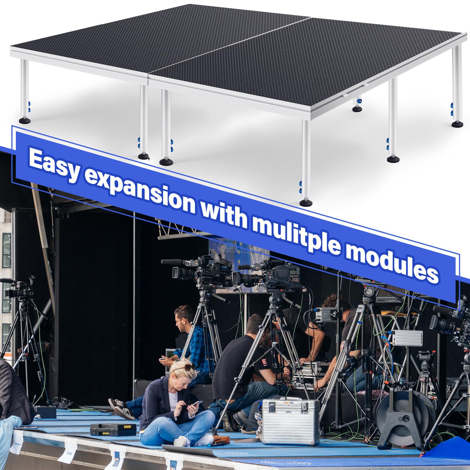 Amazon.com: Tandefio Portable Stage with Height Adjustable Riser