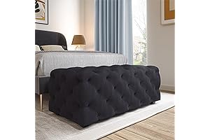 BELLEZE Modern Velvet Tufted Ottoman Bench