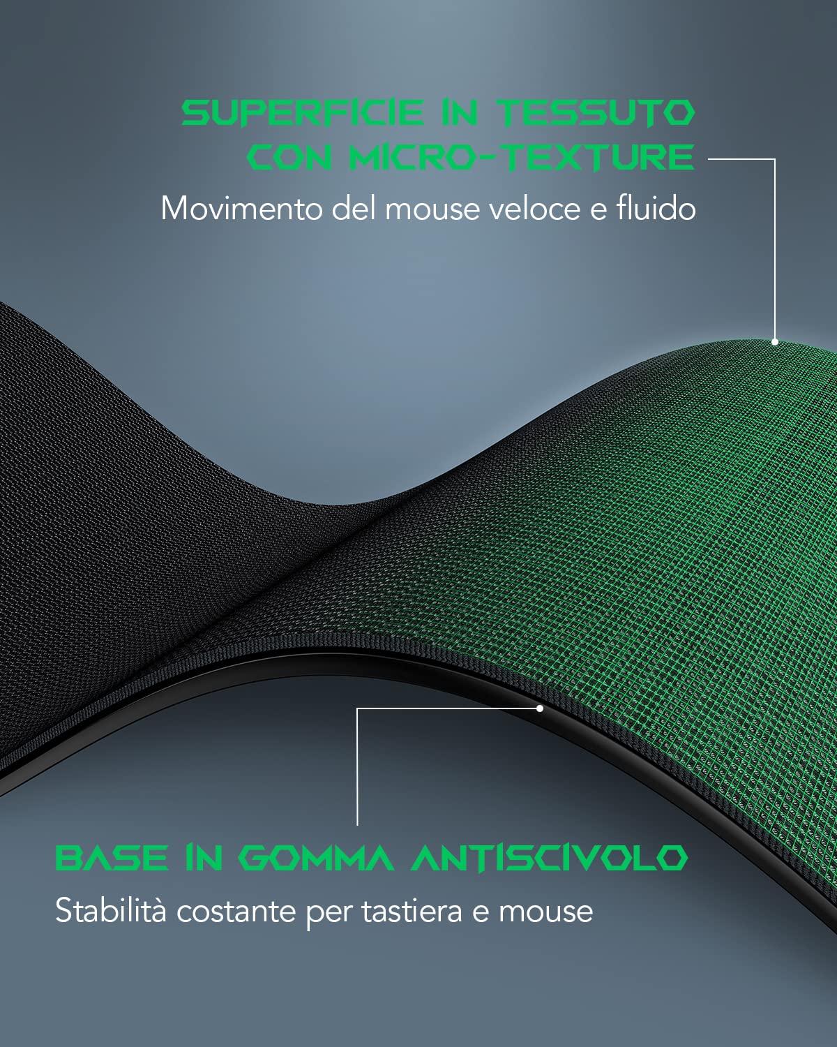 Black Shark Tappetino Mouse XXL 1200x600, Grande Mouse Pad Gaming con Superficie Impermeabile, Tappetino Scrivania con Base in Gomma Antiscivolo per per Tastiera Ufficio, Nero