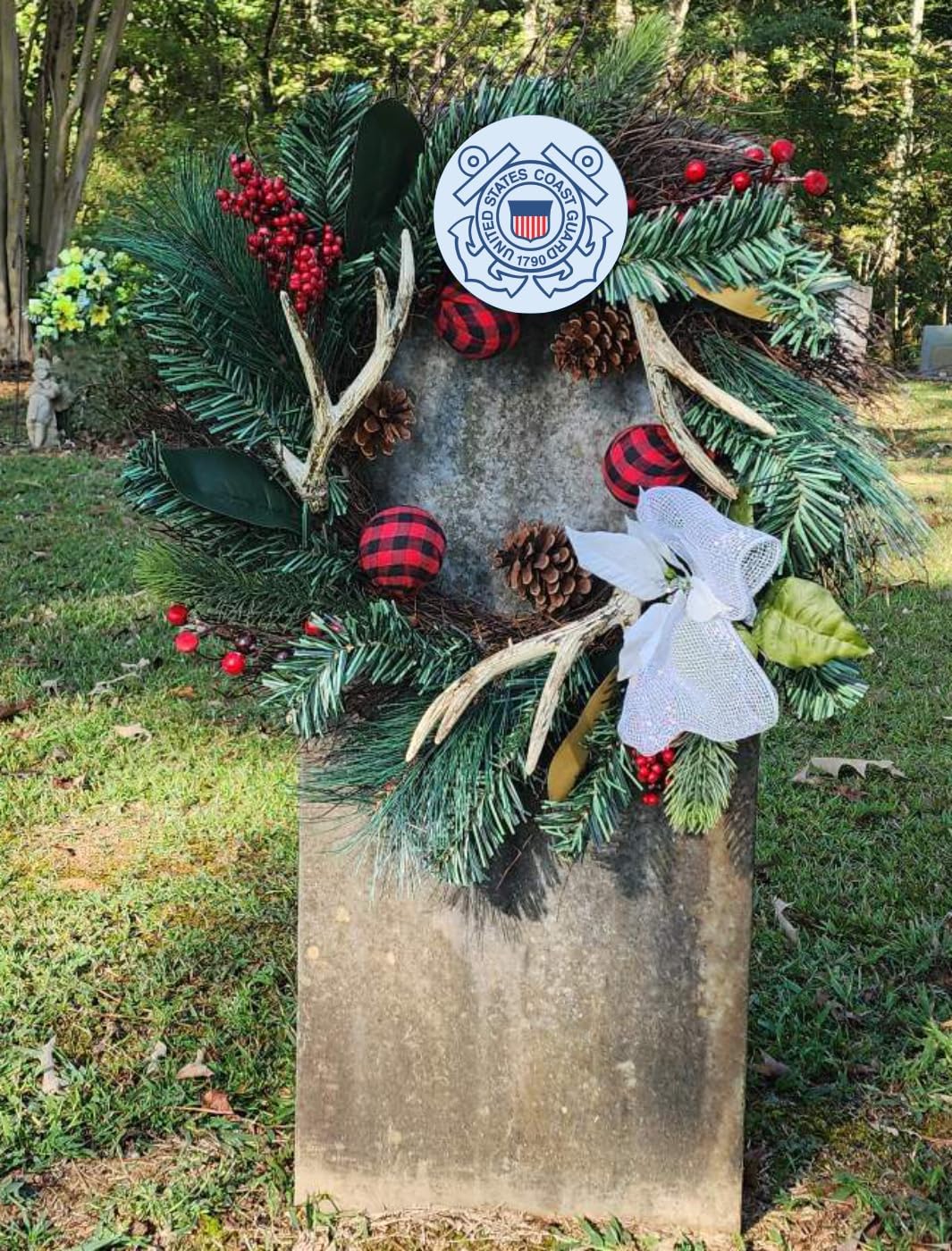 MilitaryBest U.S. Coast Guard Headstone Wreath Hanger