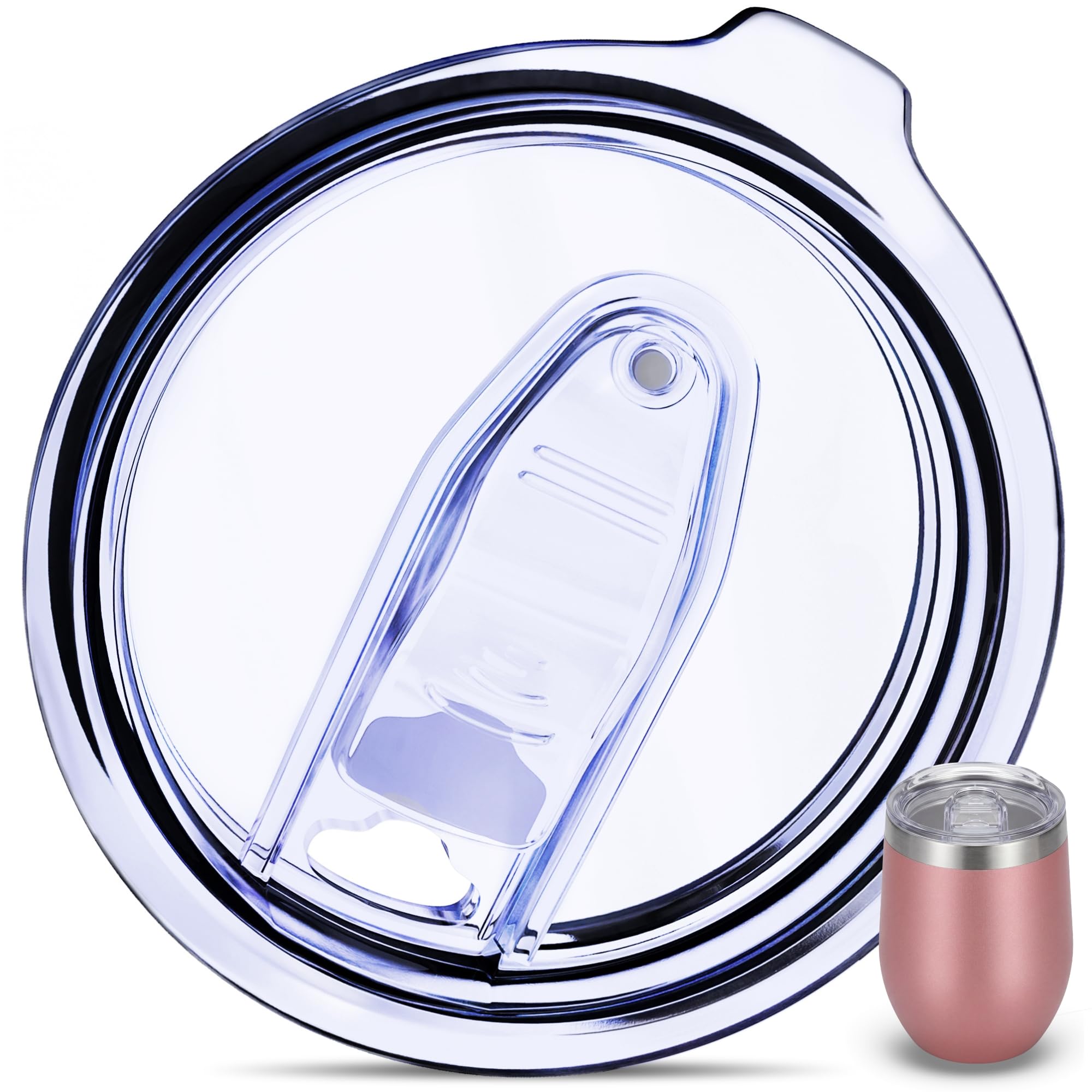 1 Wine Tumbler Lid 12 oz Spill Proof - 2.9 inch Diameter - Replacement Silicon Slider Locking Closure - No Leak Splash Proof, 1 Lid For Tumbler Open Close by C&Berg