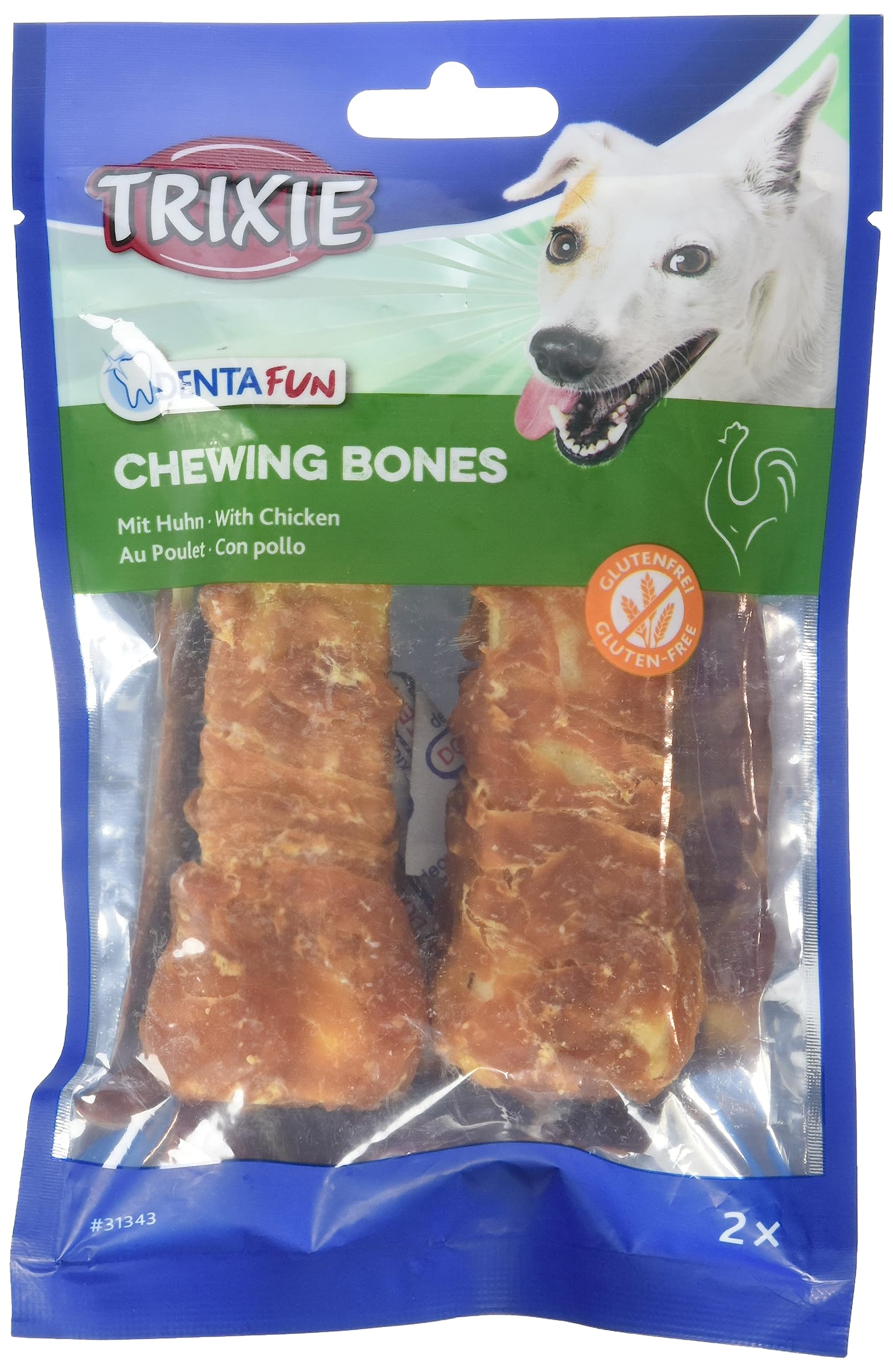 TrixieDenta Fun Chicken Chewing Bones Dog Chews - 2X60G