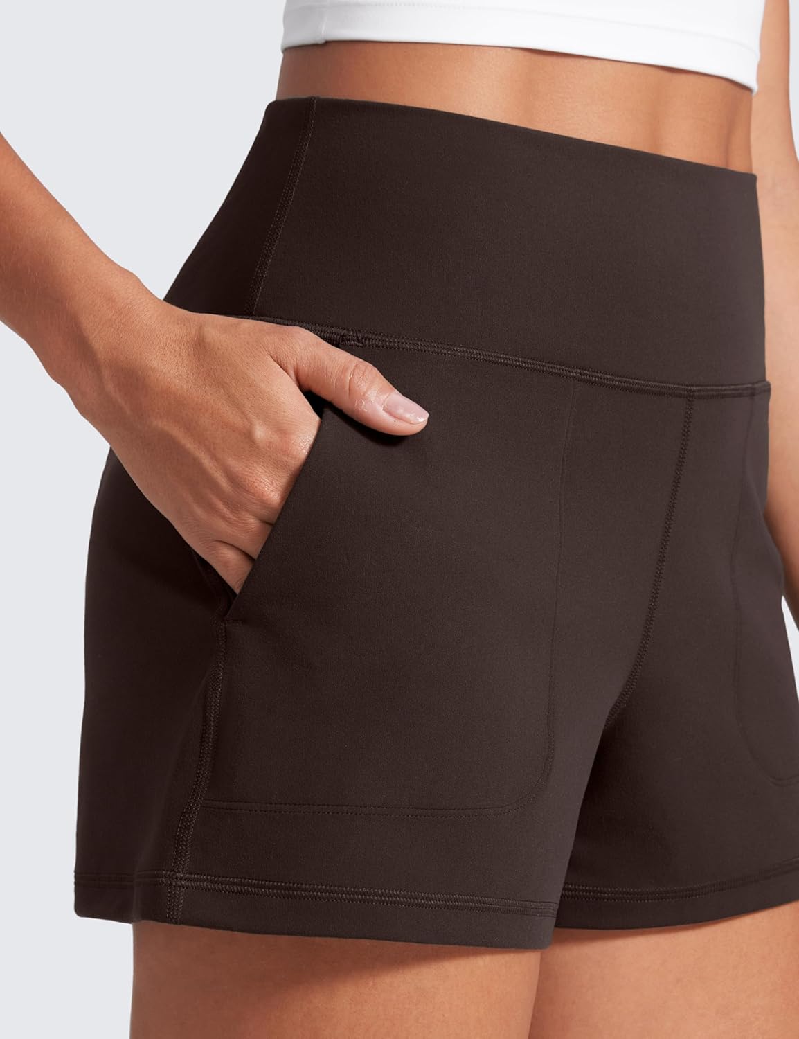 CRZ YOGA Butterlift Linerless Shorts for Women 3" - High Waisted Comfy Yoga Casual Lounge Workout with Pockets - Image 4